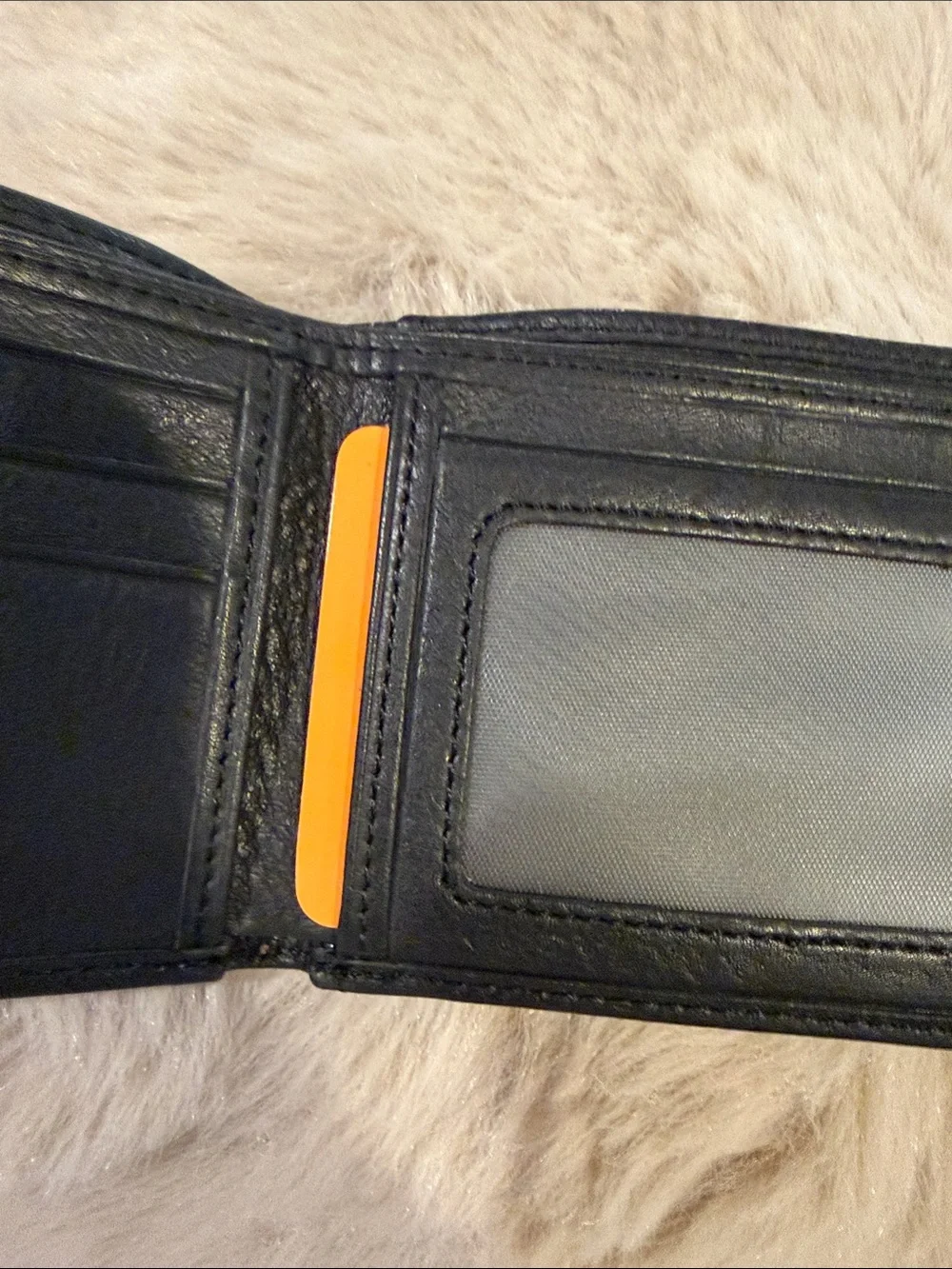 Black Leather Bi-Fold Wallet for Men